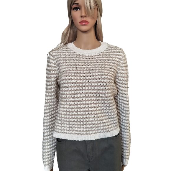 DKNY Jeans Cream and White Knit Sweater - Picture 2 of 9